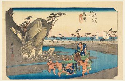 Okitsu River, člen te padesát tři S tachi zvuk te urbanity nižší d (městský stupeň hlavní hora další) od Ando Hiroshige