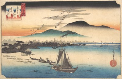 Vracející se husy v Katadě, 19. století. od Ando Hiroshige