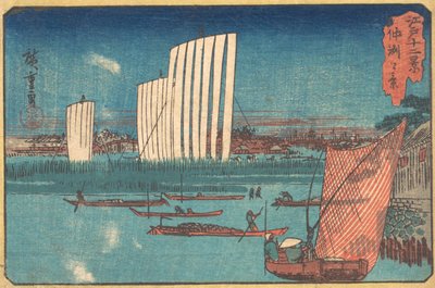 Plachetnice, ze série Dvanáct pohledů na Edo, 19. století. od Ando Hiroshige