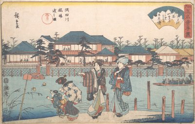 Překračuje řeka Sumida Shiba Yanagiya? 1835-42. , komár. 1835-42. od Ando Hiroshige