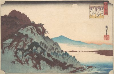 Podzimní měsíc v Ishiyama na jezeře Biwa., ca. 1835, ca. 1835. od Ando Hiroshige
