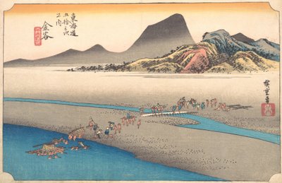Vzdálený břeh řeky Oi v Kanaya, 1834., 1834. od Ando Hiroshige
