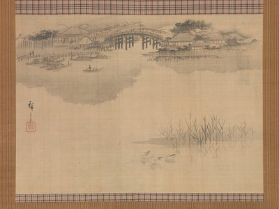 Most Imado na úpatí hory Matsuchi, 19. století. od Ando Hiroshige