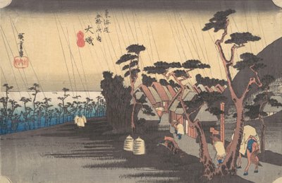 Tiger Rain na stanici Oiso, ca. 1834, ca. 1834. od Ando Hiroshige