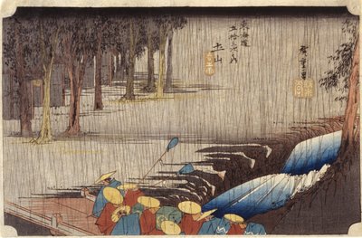 (Postavy na mostě v dešti) od Ando or Utagawa Hiroshige