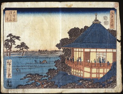 500 Arhatů, sál Sazai (barevný dřevoryt) od Ando or Utagawa Hiroshige