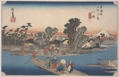 Trajekt na řece Rokugo od Ando or Utagawa Hiroshige