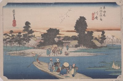 Trajekt na řece Rokugo od Ando or Utagawa Hiroshige