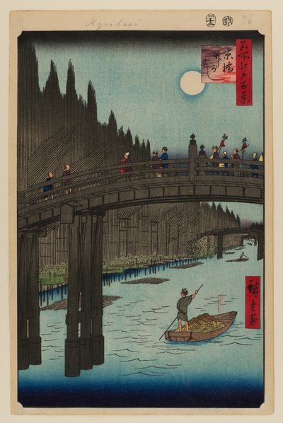 Bambusové dvorky, most Kjóbaši od Ando or Utagawa Hiroshige