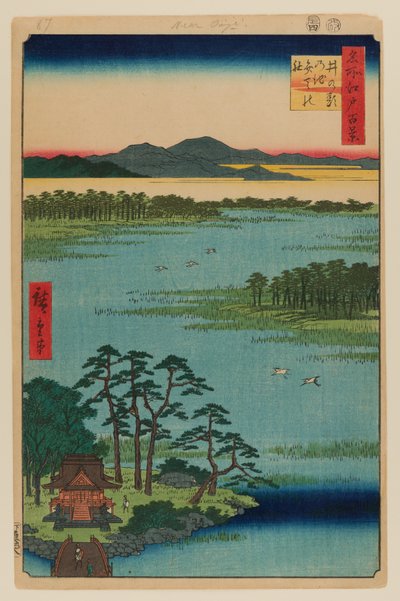 Svatyně Benten, rybník Inokašira od Ando or Utagawa Hiroshige