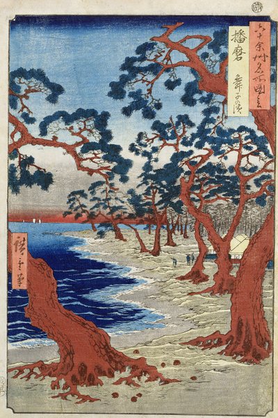 Pobřeží Maiko, provincie Harima (dřevěný tisk) od Ando or Utagawa Hiroshige
