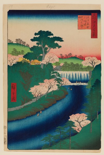 Přehrada na řece Otonashi v Oji od Ando or Utagawa Hiroshige