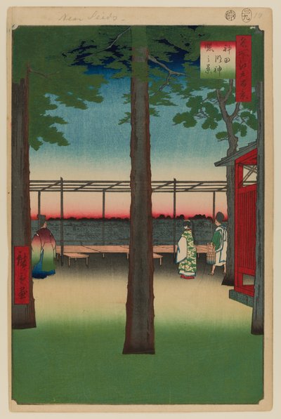 Svítání ve svatyni Kanda Mjódžin od Ando or Utagawa Hiroshige