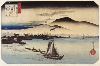 Descending Huss At Katada (barevný dřevořez) od Ando or Utagawa Hiroshige