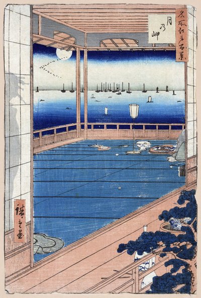 Japonský tisk: Moonlight. Série 100 slavných pohledů na Eda. (Měsíční svit. Sto slavných pohledů na Edo). Dílo Utagawy Hiroshige (1797-1858), dřevoryt od Ando or Utagawa Hiroshige