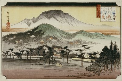 Večerní zvon v chrámu Mii, ze série „Osm pohledů na jezero Biwa“ od Ando or Utagawa Hiroshige