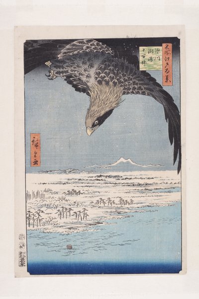 Fukagawa Susaki a J? Mantsubo (Fukagawa Susaki J? Mantsubo) (barevný dřevěný tisk) od Ando or Utagawa Hiroshige