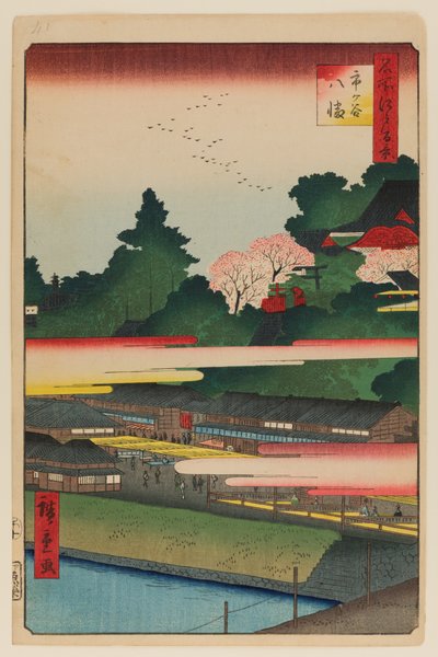 Svatyně Ichigaya Hachiman od Ando or Utagawa Hiroshige