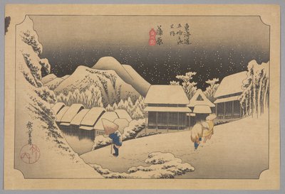 Kanbara: noc Sw (Kanbara, Yuki by) od Ando or Utagawa Hiroshige
