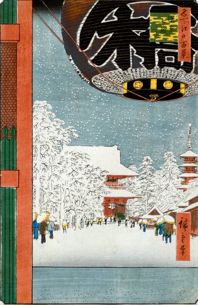 Chrám Kinryuzan v Asakusa, ze série „Sto pohledů na známá místa v Edu“ od Ando or Utagawa Hiroshige