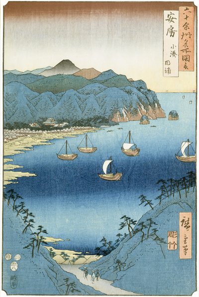 Kominato Bay, provincie Awa (dřevěný tisk) od Ando or Utagawa Hiroshige