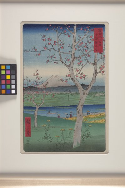 Koshigaya v provincii Musashi (Musashi Koshigaya) (barevný dřevotisk) od Ando or Utagawa Hiroshige