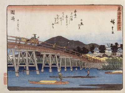 Povolení městské řady stupňů, Okazaki od Ando or Utagawa Hiroshige