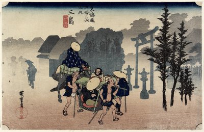 Ranní mlha, Mishima, c. 1833 od Ando or Utagawa Hiroshige