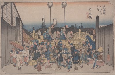 Ranní scéna od Ando or Utagawa Hiroshige