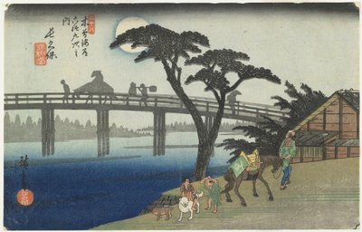 Nagakubo, č. 28, ze série 69 stanic Kisokaido Highway, 186-38 (barevný dřevotisk) od Ando or Utagawa Hiroshige