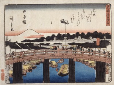 Nihonbashi (barevný dřevěný tisk) od Ando or Utagawa Hiroshige