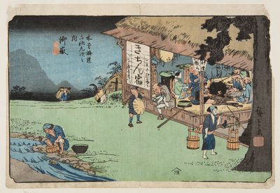 č. 50, Ontake (barevný dřevotisk) od Ando or Utagawa Hiroshige