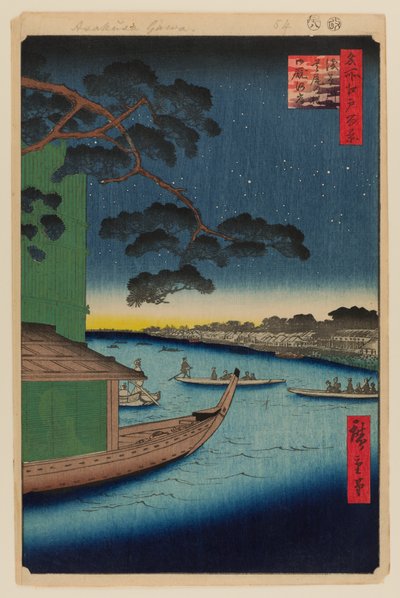 Borovice úspěchu a Oumayagashi, řeka Asakusa od Ando or Utagawa Hiroshige