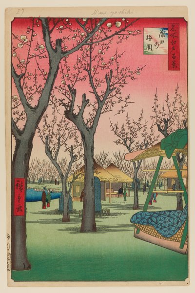 Švestková zahrada, Kamata (Kamata no Umezono) od Ando or Utagawa Hiroshige