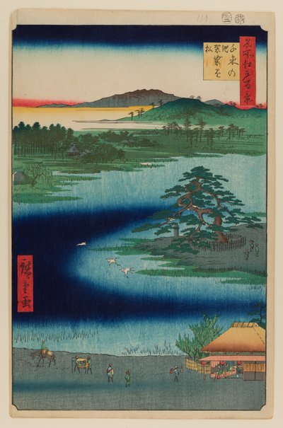 Robe-Hanging Pine, rybník Senzoku od Ando or Utagawa Hiroshige