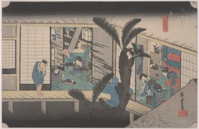 Scéna v hostinci od Ando or Utagawa Hiroshige