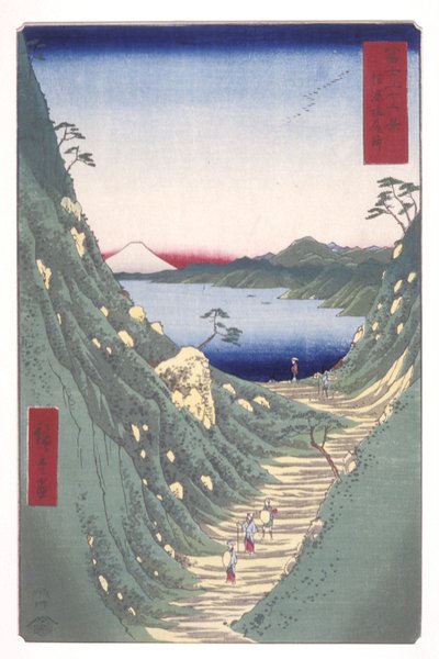 Shiojiri Pass v provincii Shinano (Shinano Shiojirit? Ge) (barevný tisk na dřevo) od Ando or Utagawa Hiroshige