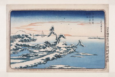 Sníh na Nový rok v Susaki (Susaki yuki no hatsuhi) (barevný dřevěný tisk) od Ando or Utagawa Hiroshige