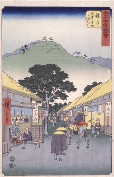 Station 21, Maruko (barevný dřevořez) od Ando or Utagawa Hiroshige