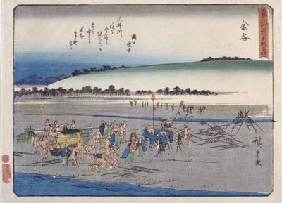 Stanice 25, Kanaya (Color Woodblock Print) od Ando or Utagawa Hiroshige