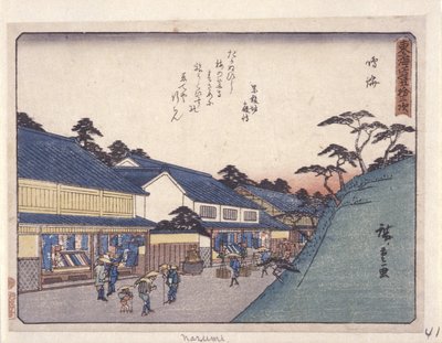 Stanice 41, Narumi (Color WoodBlock Print) od Ando or Utagawa Hiroshige