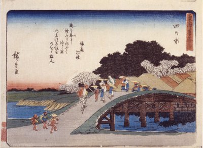 Station 44, Yokkaichi (barevný dřevořez) od Ando or Utagawa Hiroshige