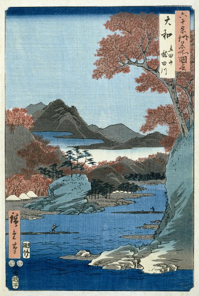 Tatsuta River, Yamato Province (woodblock print) od Ando or Utagawa Hiroshige