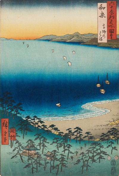 Pláž v Takashi v provincii Izumi od Ando or Utagawa Hiroshige