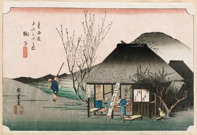 Slavná čajovna v Mariko", ze série "Padesát tři stanic Tokaida", kolem roku 1834 od Ando or Utagawa Hiroshige