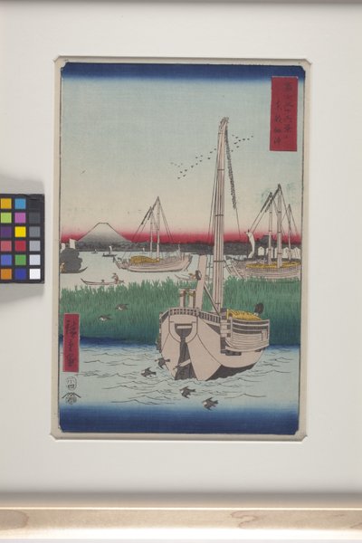 Tsukuda Offing In The Eastern Capital (T?to: Tsukuda Oki) (barevný dřevotisk) od Ando or Utagawa Hiroshige