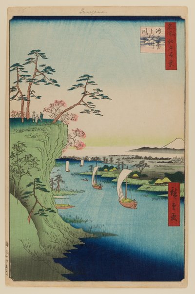 Pohled na Konodai a řeku Tone od Ando or Utagawa Hiroshige