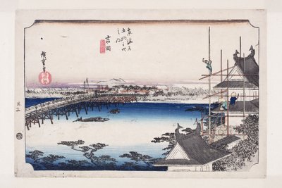 Yoshida: Tetoyokawari er B Ridge (Yoshida, Toyokawabashi) od Ando or Utagawa Hiroshige