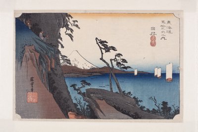 Yui: Satta Peak (Yui, důl Satta) (barevný dřevěný tisk) od Ando or Utagawa Hiroshige