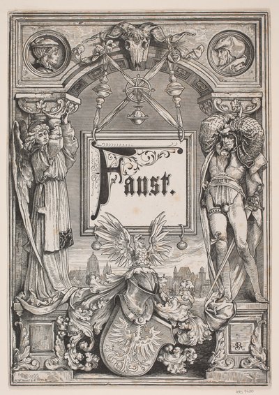 Titulní strana a viněta k vydání „Faust“, Mnichov 1884 od André Bork